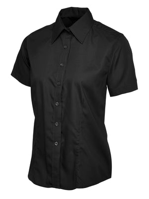 UC712 Ladies Poplin Short Sleeve Shirt - Black