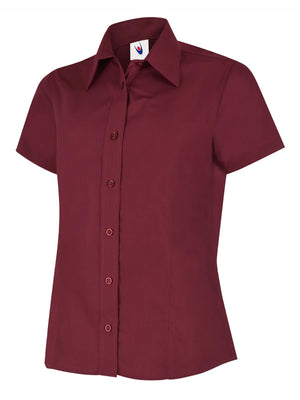 UC712 Ladies Poplin Short Sleeve Shirt - Burgundy