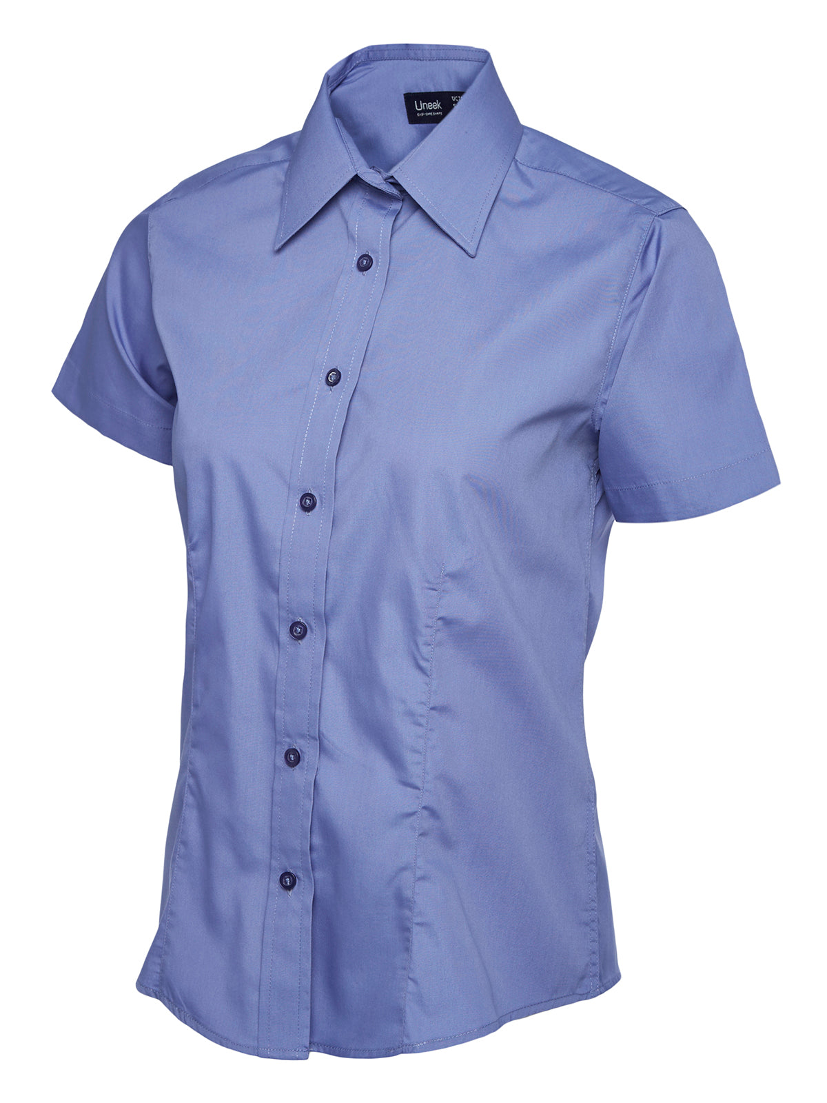 UC712 Ladies Poplin Short Sleeve Shirt - Mid Blue