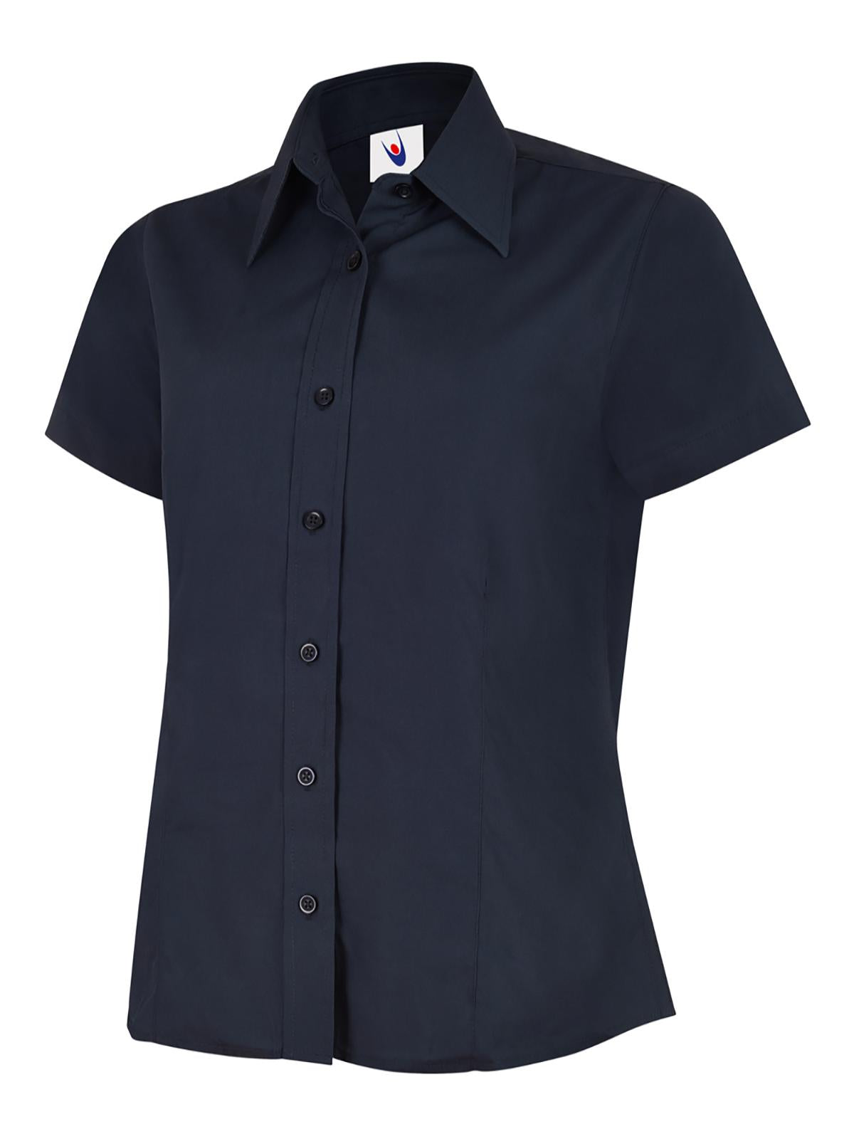 UC712 Ladies Poplin Short Sleeve Shirt - Navy