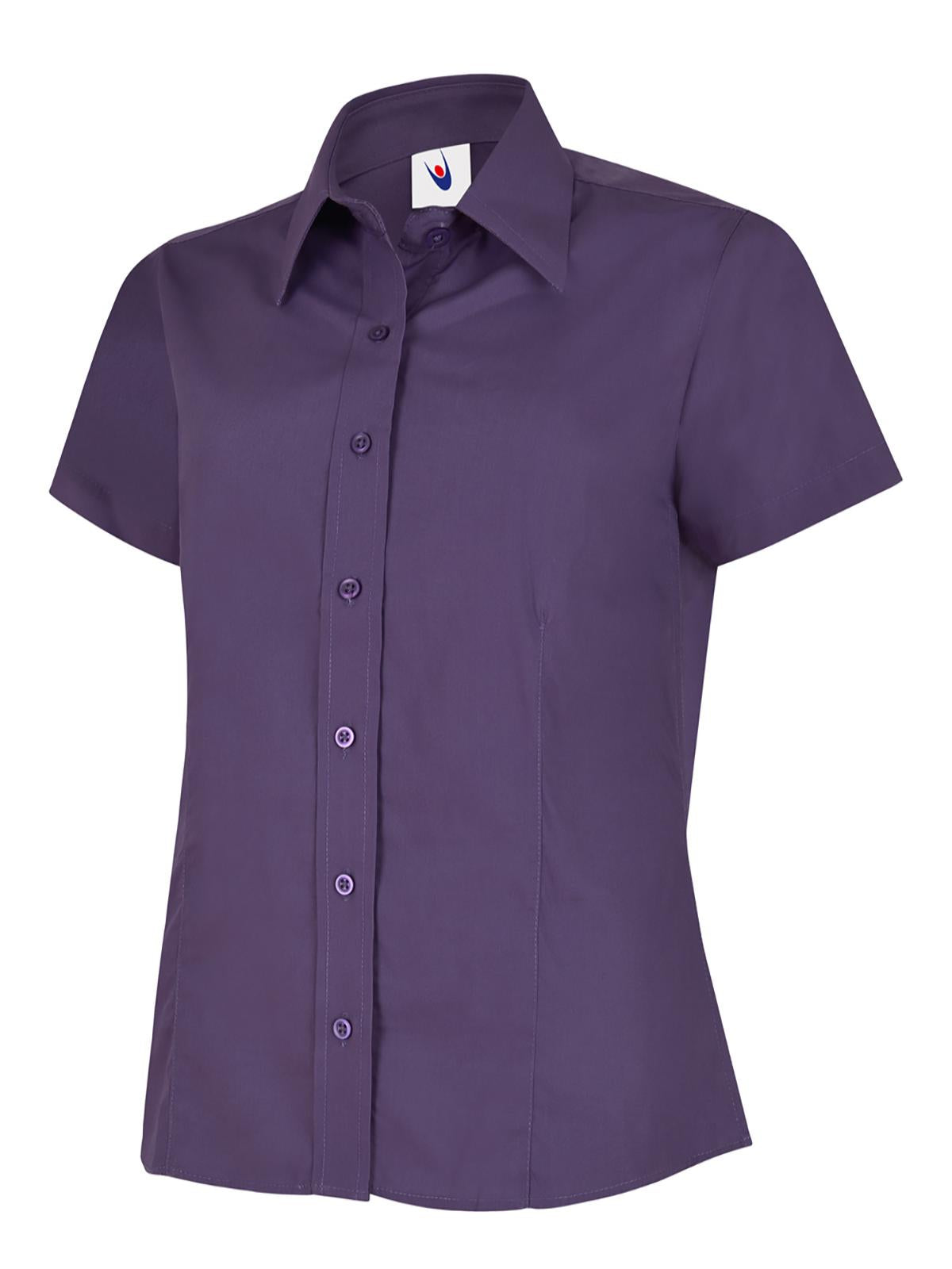 UC712 Ladies Poplin Short Sleeve Shirt - Purple