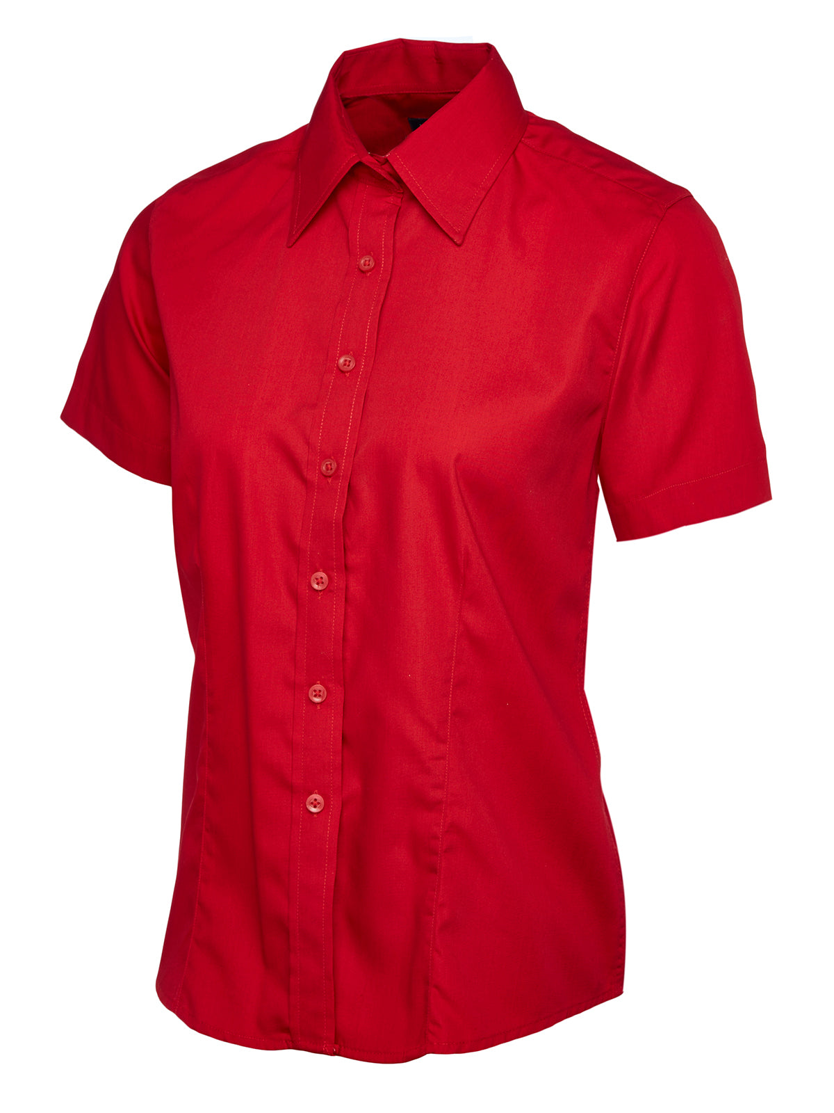 UC712 Ladies Poplin Short Sleeve Shirt - Red