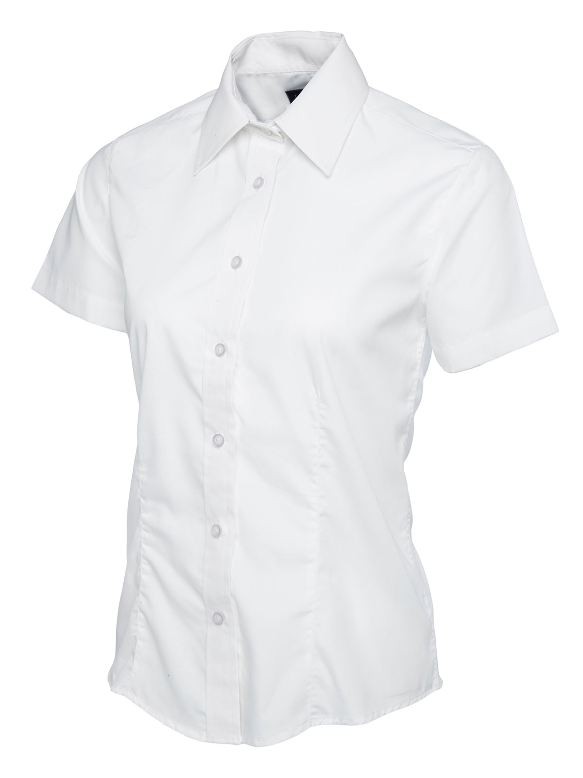 UC712 Ladies Poplin Short Sleeve Shirt - White