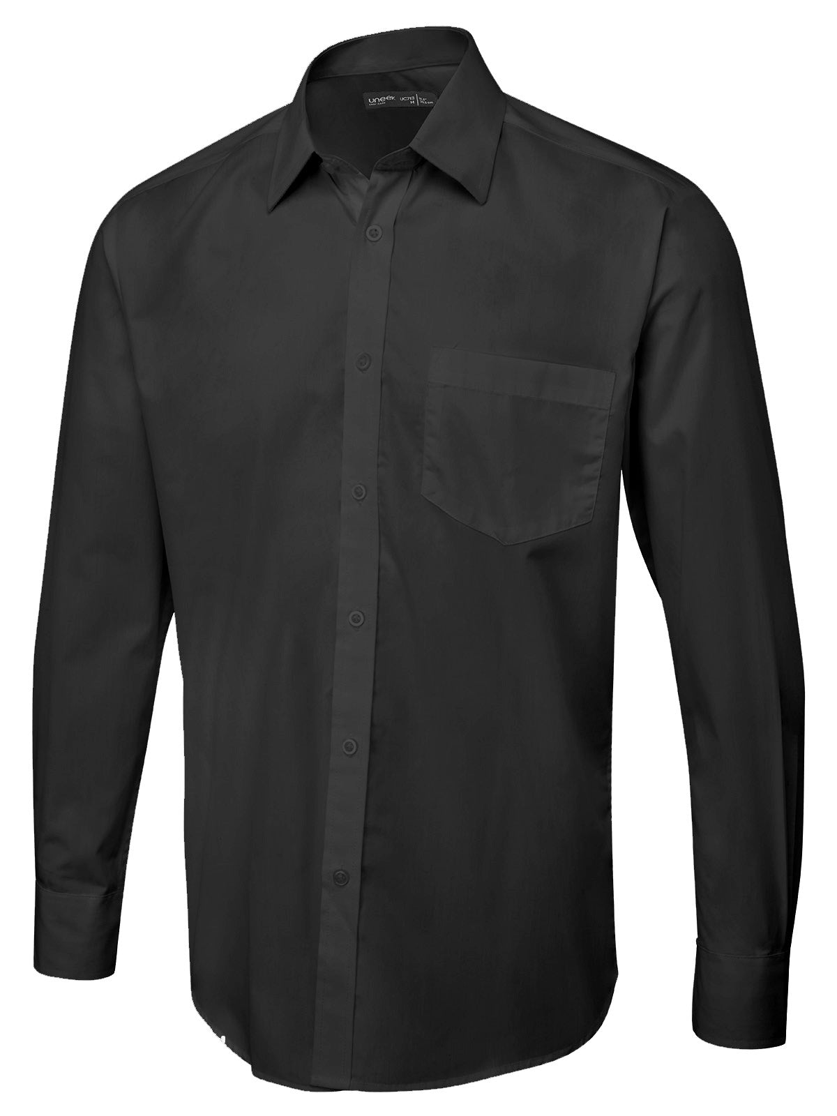 UC713 Men's Tailored Fit Long Sleeve Poplin Shirt - Black