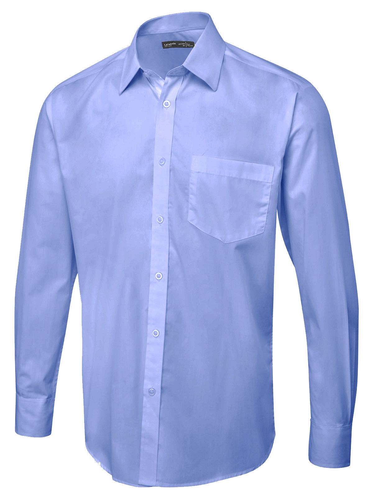 UC713 Men's Tailored Fit Long Sleeve Poplin Shirt -  Mid Blue