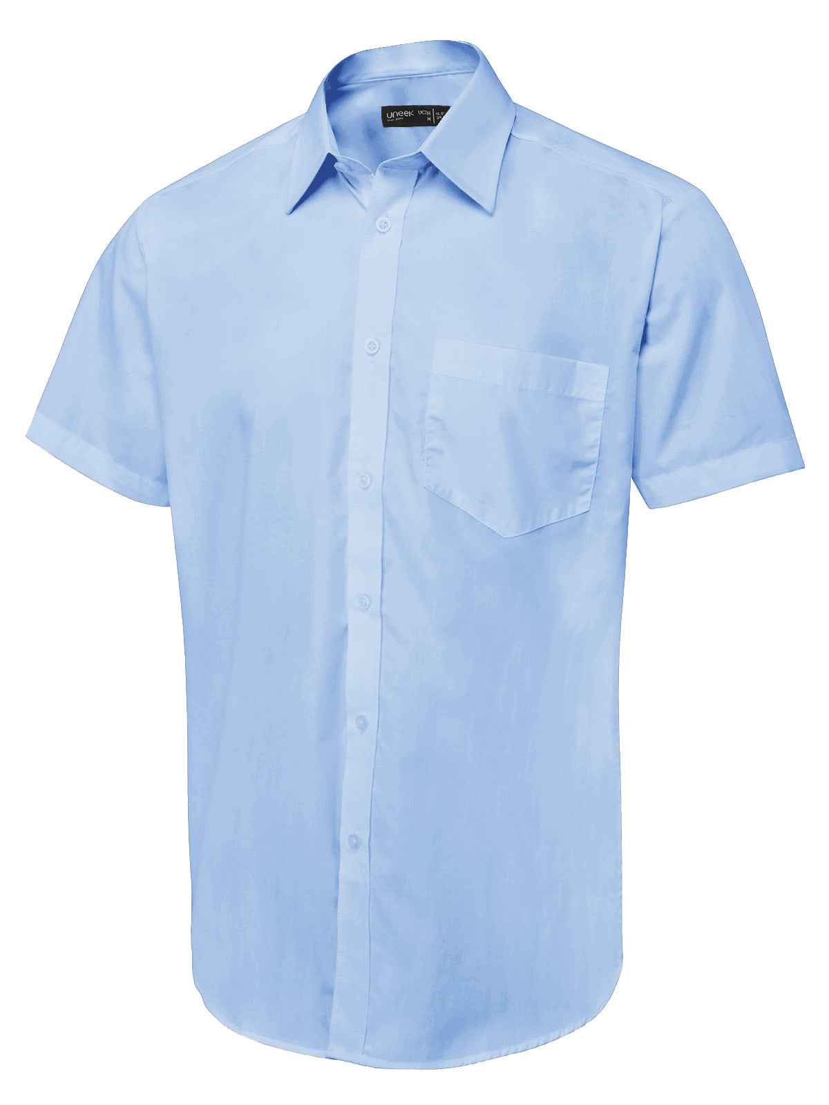 UC714 Men's Tailored Fit Short Sleeve Poplin Shirt -  Light Blue