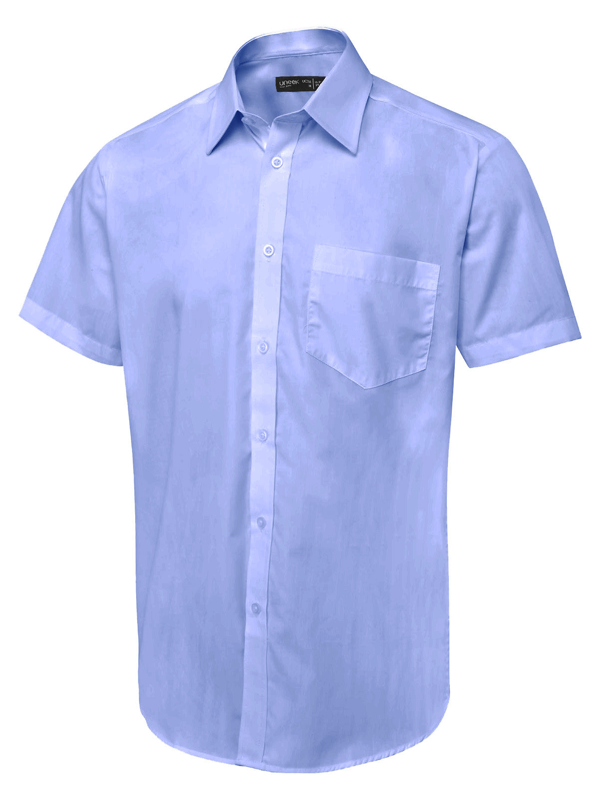 UC714 Men's Tailored Fit Short Sleeve Poplin Shirt -  Mid Blue